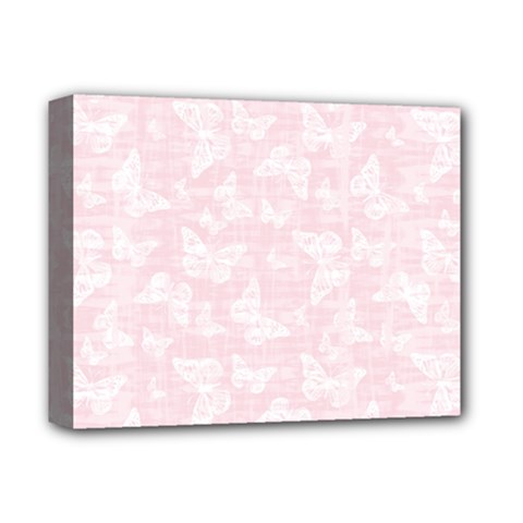 Ballet Pink White Color Butterflies Batik  Deluxe Canvas 14  X 11  (stretched) by SpinnyChairDesigns