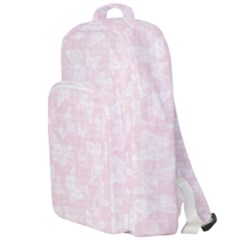 Ballet Pink White Color Butterflies Batik  Double Compartment Backpack by SpinnyChairDesigns