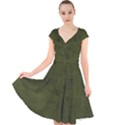 Army Green Color Grunge Cap Sleeve Front Wrap Midi Dress View1