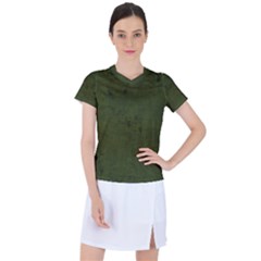 Army Green Color Grunge Women s Sports Top by SpinnyChairDesigns