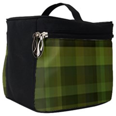 Army Green Color Plaid Make Up Travel Bag (big) by SpinnyChairDesigns