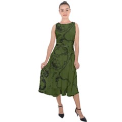 Amy Green Color Grunge Midi Tie-back Chiffon Dress by SpinnyChairDesigns