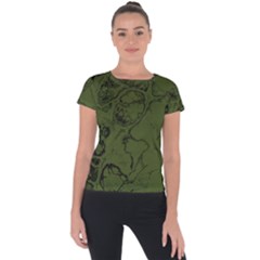 Amy Green Color Grunge Short Sleeve Sports Top  by SpinnyChairDesigns