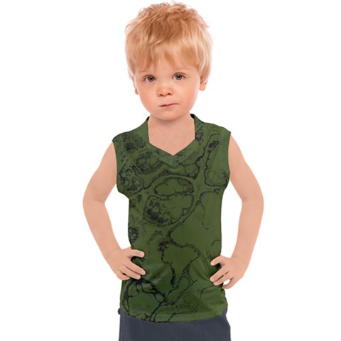 Amy Green Color Grunge Kids  Sport Tank Top by SpinnyChairDesigns