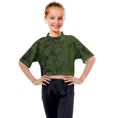 Amy Green Color Grunge Kids Mock Neck Tee by SpinnyChairDesigns