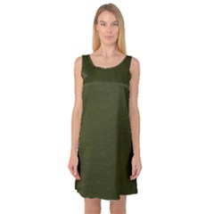 Army Green Color Texture Sleeveless Satin Nightdress by SpinnyChairDesigns