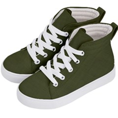 Army Green Color Texture Kids  Hi-top Skate Sneakers by SpinnyChairDesigns