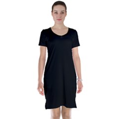 True Black Solid Color Short Sleeve Nightdress