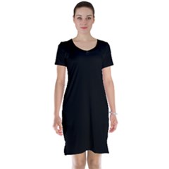 True Black Solid Color Short Sleeve Nightdress by SpinnyChairDesigns