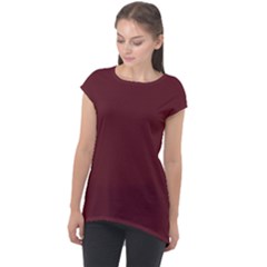 True Burgundy Color Cap Sleeve High Low Top by SpinnyChairDesigns