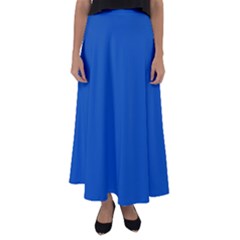 True Cobalt Blue Color Flared Maxi Skirt by SpinnyChairDesigns