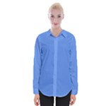 True Cornflower Blue Color Womens Long Sleeve Shirt