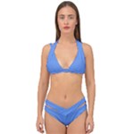 True Cornflower Blue Color Double Strap Halter Bikini Set