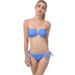 True Cornflower Blue Color Twist Bandeau Bikini Set