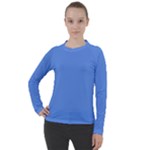 True Cornflower Blue Color Women s Pique Long Sleeve Tee