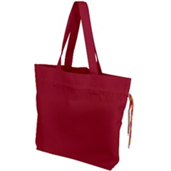 True Dark Red Color Drawstring Tote Bag by SpinnyChairDesigns