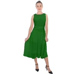 True Emerald Green Color Midi Tie-back Chiffon Dress by SpinnyChairDesigns