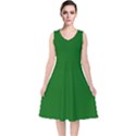 True Emerald Green Color V-Neck Midi Sleeveless Dress  View1