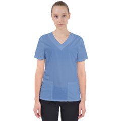 Faded Blue Color Women s V-neck Scrub Top by SpinnyChairDesigns