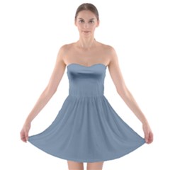 Faded Denim Blue Color Strapless Bra Top Dress by SpinnyChairDesigns