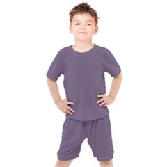 Grape Compote Purple Color Kids  Tee And Shorts Set by SpinnyChairDesigns