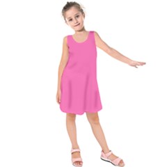 Hot Hollywood Pink Color Kids  Sleeveless Dress by SpinnyChairDesigns