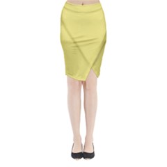 True Lemon Yellow Color Midi Wrap Pencil Skirt by SpinnyChairDesigns