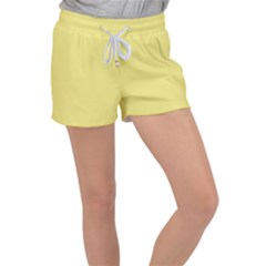 True Lemon Yellow Color Velour Lounge Shorts by SpinnyChairDesigns