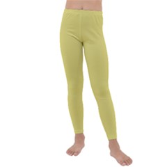 True Lemon Yellow Color Kids  Lightweight Velour Leggings by SpinnyChairDesigns