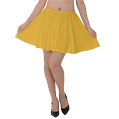 True Mustard Yellow Color Velvet Skater Skirt by SpinnyChairDesigns