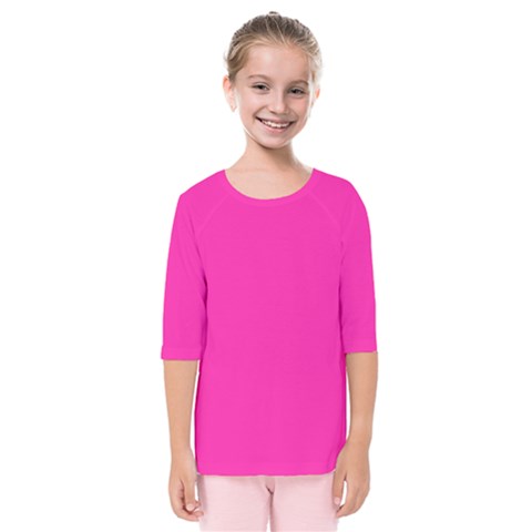 Neon Pink Color Kids  Quarter Sleeve Raglan Tee by SpinnyChairDesigns