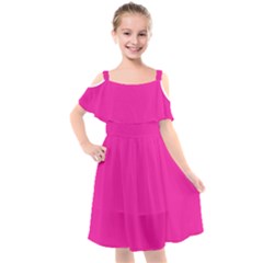 Neon Pink Color Kids  Cut Out Shoulders Chiffon Dress by SpinnyChairDesigns