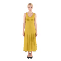 True Saffron Yellow Color Sleeveless Maxi Dress by SpinnyChairDesigns