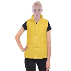 True Saffron Yellow Color Women s Button Up Vest by SpinnyChairDesigns