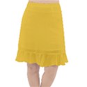 True Saffron Yellow Color Fishtail Chiffon Skirt View1