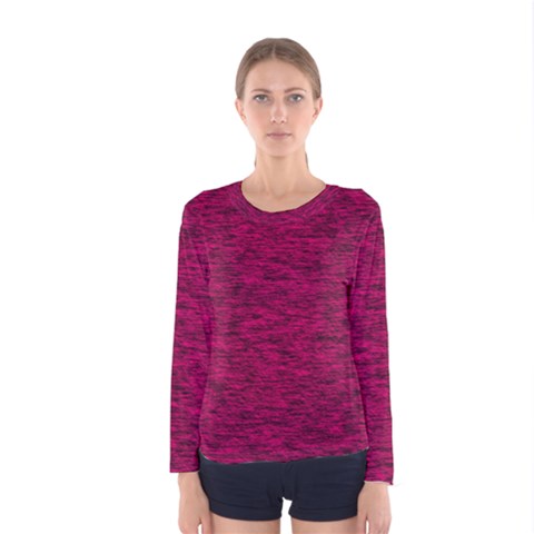 Fuschia Pink Texture Women s Long Sleeve Tee by SpinnyChairDesigns