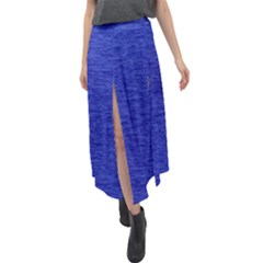 Cobalt Blue Color Texture Velour Split Maxi Skirt by SpinnyChairDesigns