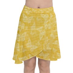 Saffron Yellow Butterflies Batik Chiffon Wrap Front Skirt by SpinnyChairDesigns