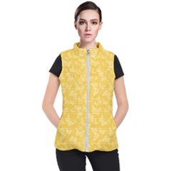 Saffron Yellow Butterflies Batik Women s Puffer Vest by SpinnyChairDesigns