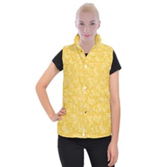 Saffron Yellow Butterflies Batik Women s Button Up Vest by SpinnyChairDesigns