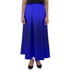 Cobalt Blue Gradient Ombre Color Flared Maxi Skirt by SpinnyChairDesigns