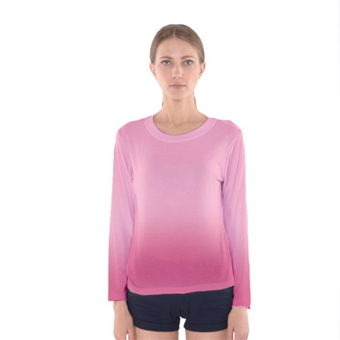 Blush Pink Color Gradient Ombre Women s Long Sleeve Tee by SpinnyChairDesigns