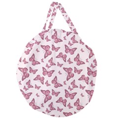 Blush Pink Color Butterflies Giant Round Zipper Tote by SpinnyChairDesigns