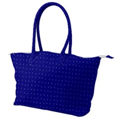 Navy Blue Color Polka Dots Canvas Shoulder Bag by SpinnyChairDesigns