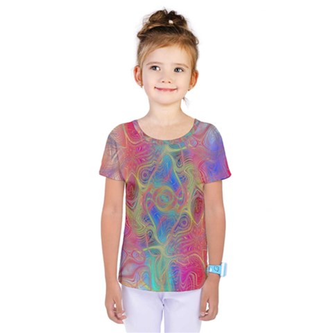 Boho Tie Dye Rainbow Kids  One Piece Tee by SpinnyChairDesigns