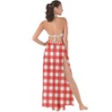 Red White Gingham Plaid Maxi Chiffon Tie-Up Sarong View2