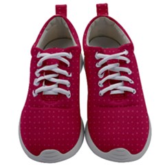 Rose Pink Color Polka Dots Mens Athletic Shoes by SpinnyChairDesigns