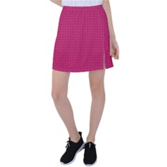Rose Pink Color Polka Dots Tennis Skirt by SpinnyChairDesigns