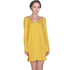 Saffron Yellow Color Polka Dots Long Sleeve Nightdress by SpinnyChairDesigns