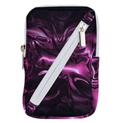 Black Magenta Abstract Art Belt Pouch Bag (large) by SpinnyChairDesigns